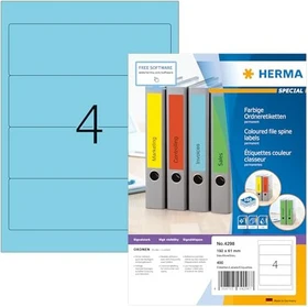 Herma Ordneretiketten, 61x192mm, blau, matt, 100 Blatt (400 Etiketten)