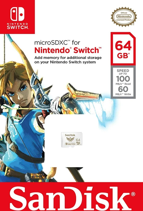 SanDisk Nintendo Switch R100/W60 64GB, UHS-I U3, Class 10