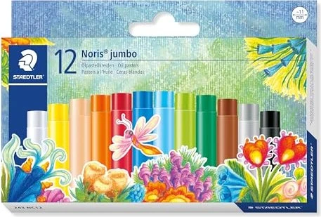 Staedtler Jumbo 243 Ölmalkreide mit Namensfeld pastell, 12 Farben, 12er-Set