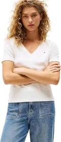 Tommy Hilfiger V-Neck Slim Fit T-Shirt kurzarm nos ecru (Damen)