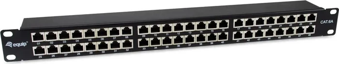 Equip Patchpanel Cat6a, geschirmt, 19", 48-Port, 1HE, 19", 1HE, schwarz