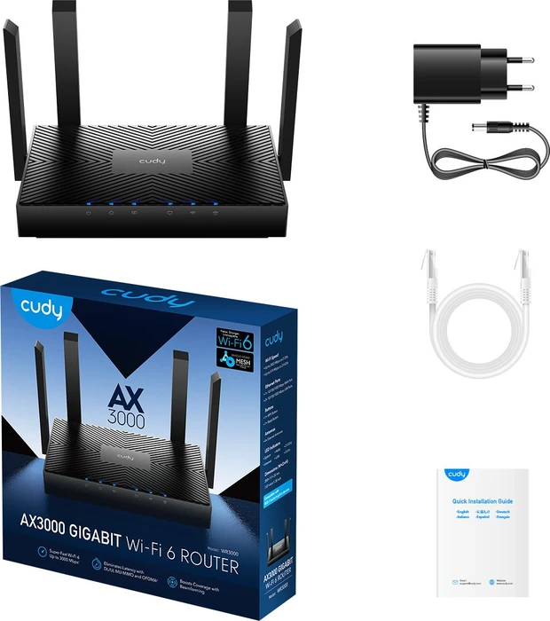 Cudy WR3000, AX3000, schwarz