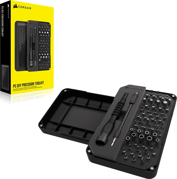 Corsair PC DIY Präzisions-Toolkit Handwerkzeugset inkl. Werkzeugbox, 67-tlg.