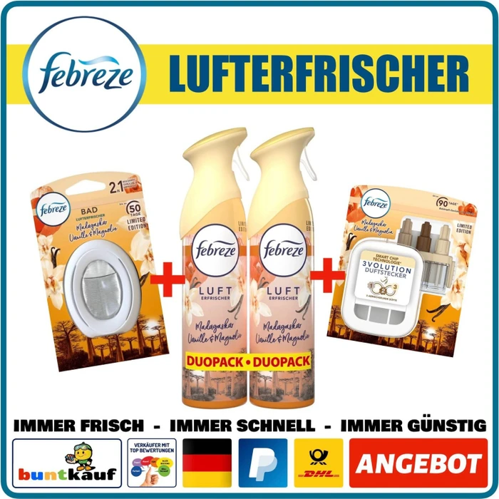 Febreze Bad Lufterfrischer Madagaskar Vanille & Magnolia, 7.5ml