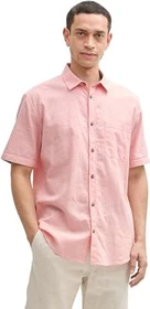 Tom Tailor Regular Fit Leinenanteil Hemd kurzarm hazy coral rose/chambray (Herren)