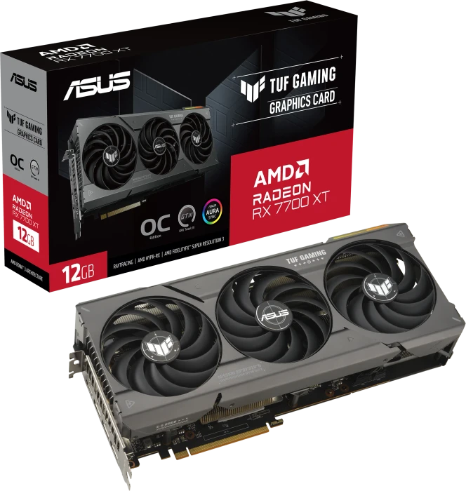 ASUS TUF Gaming Radeon RX 7700 XT OC, TUF-RX7700XT-O12G-GAMING, 12GB GDDR6, HDMI, 3x DP