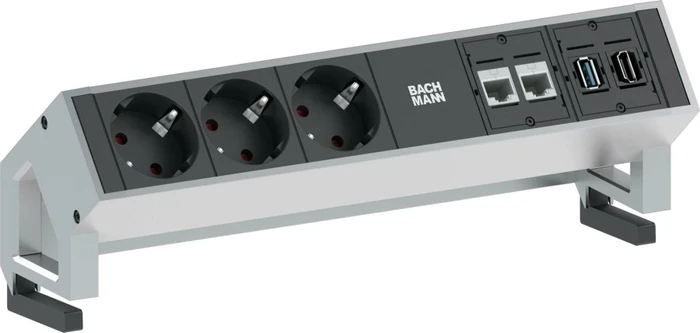 Bachmann Desk 2, 3-fach, 2x RJ45, 1x HDMI, 1x USB-A, Steckdoseneinheit