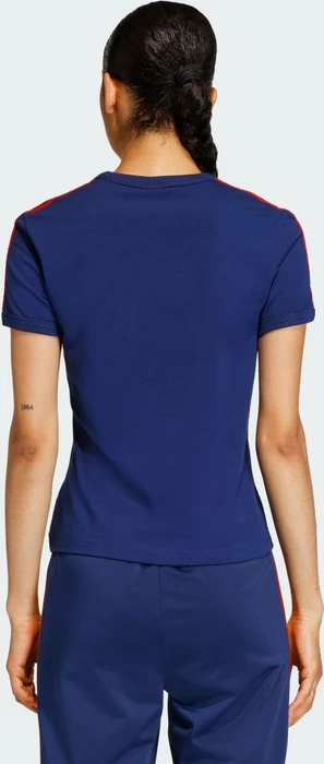 adidas 3-Streifen Slim T-Shirt kurzarm dark blue/team power red 2/crew yellow (Damen)