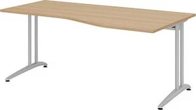 Hammerbacher Ergonomic B-Serie BS18/E Schreibtisch 180x100cm Eiche/silber