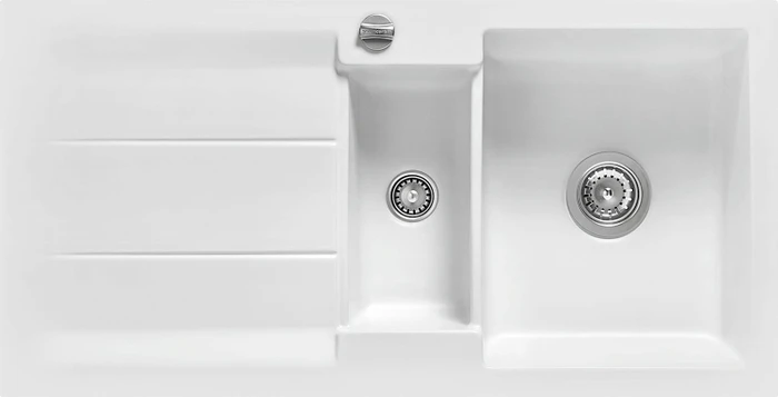 systemceram Genea 100 F Einbau Becken reversibel mit Ablauffernbedienung polar
