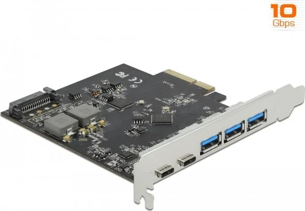 DeLOCK 2x USB-C 3.1, 3x USB-A 3.1, PCIe 3.0 x4