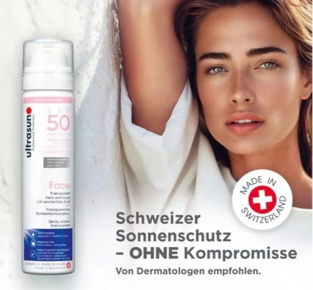 ultrasun Face & Scalp Transparentes Gesichtssonnenschutzspray LSF50, 75ml