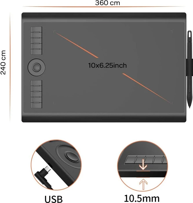 Gaomon Pen Tablet M10K 2018, schwarz