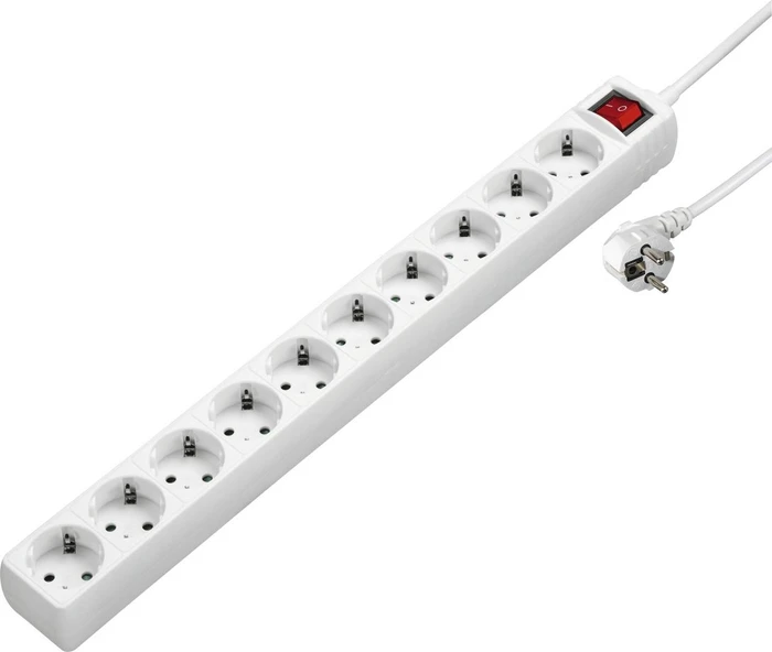 Hama Steckdosenleiste mit Schalter, 10-fach, 3m, weiß