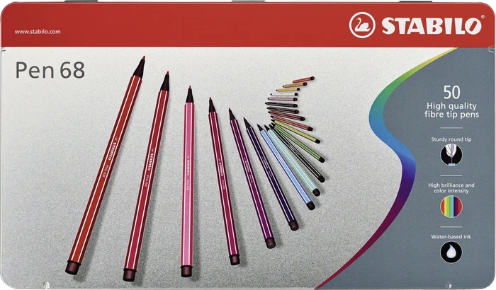 STABILO Pen 68 sortiert, 50er-Set, Metalletui