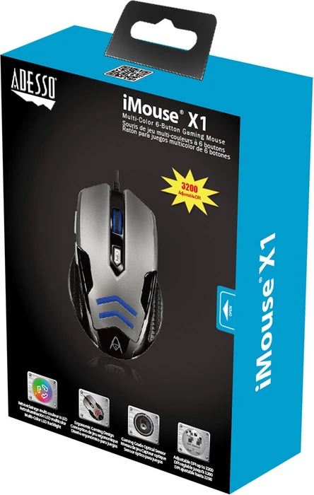 Adesso iMouse X1 Multi-Color 6 Button Gaming Mouse grau, USB