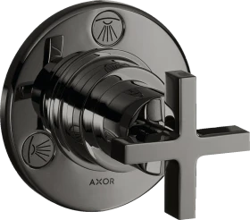 Hansgrohe Axor Citterio Ab- und Umstellventil Trio/ Quattro Unterputz mit Kreuzgriff polished black chrome