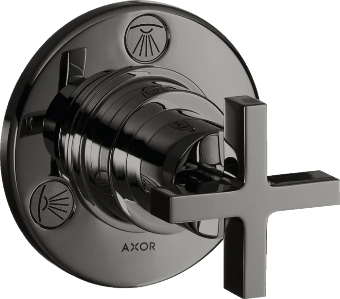 Hansgrohe Axor Citterio Ab- und Umstellventil Trio/ Quattro Unterputz mit Kreuzgriff polished black chrome
