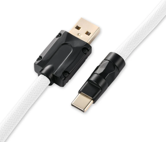 Sharkoon Skiller SGK50 Aviator Cable Set, USB-C [Stecker] auf USB-A [Stecker], Tastaturkabel (Spiral-Textilkabel), 1.85m, schwarz/weiß