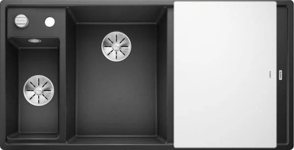 Blanco Axia III 6 S InFino Becken links mit Ablauffernbedienung anthrazit inkl. Glasschneidebrett