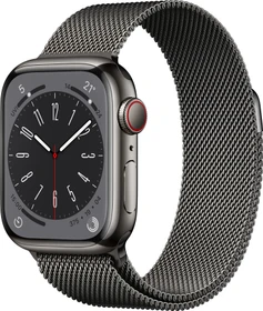 Apple Watch Series 8 (GPS + Cellular) 41mm Edelstahl graphit mit Milanaise-Armband graphit