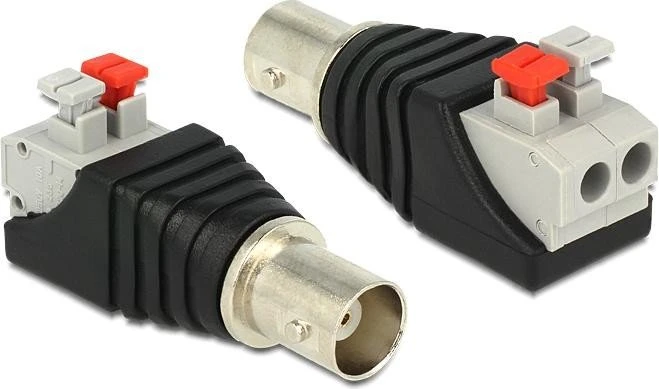 DeLOCK BNC [Buchse] auf 2-Pin-Terminalblock Adapter mit Drucktasten