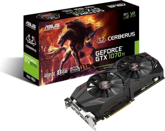 ASUS Cerberus GeForce GTX 1070 Ti Advanced, CERBERUS-GTX1070TI-A8G, 8GB GDDR5, DVI, 2x HDMI, 2x DP