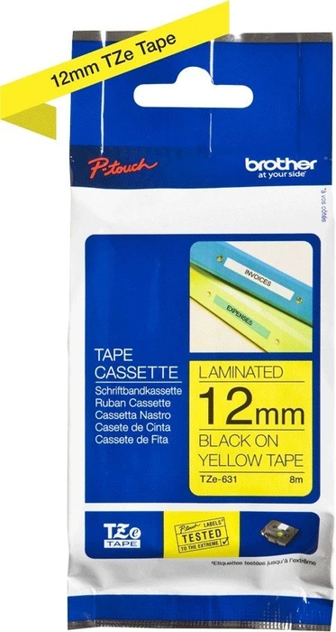 Brother TZe-631 Beschriftungsband, 12mm, schwarz/gelb
