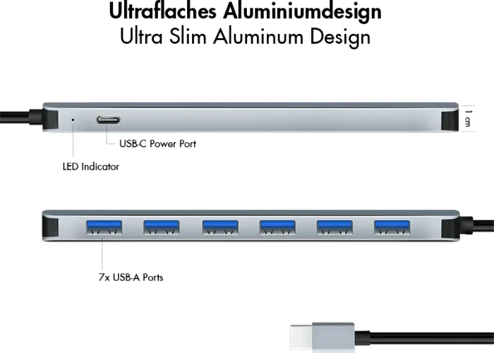 LogiLink USB-Hub, 7x USB-A 3.0, USB-C 3.0 [Stecker]