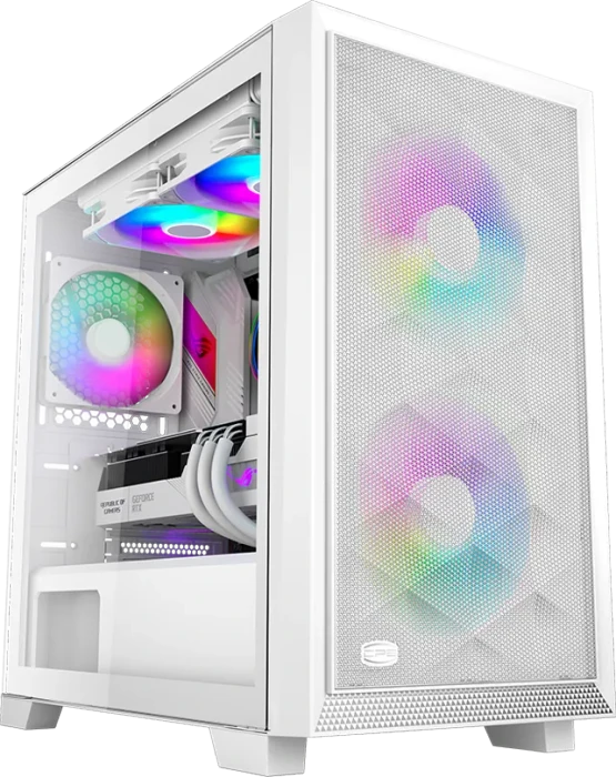 PCCooler C3D310 WH ARGB, weiß, Glasfenster