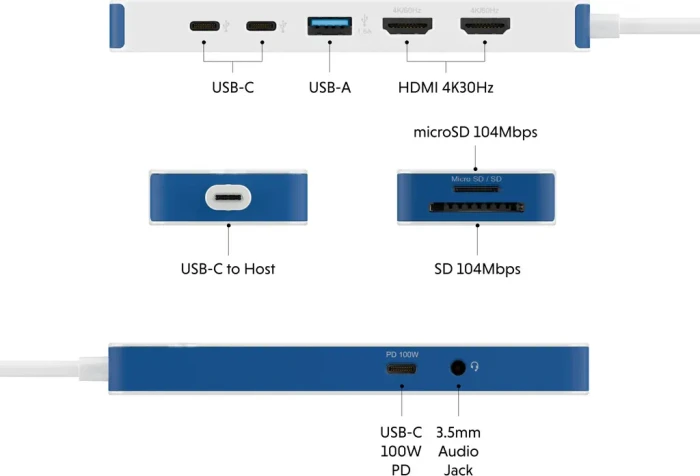Targus HyperDrive Flex 9, USB-C 3.0 [Stecker], weiß