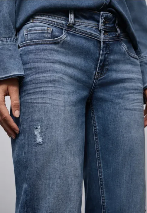 Street One Destroyed Look Jeans mid blue authentic washed (Damen)