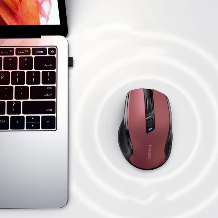 Ugreen MU006 Ergonomic Wireless Mouse, rot/schwarz, USB/Bluetooth
