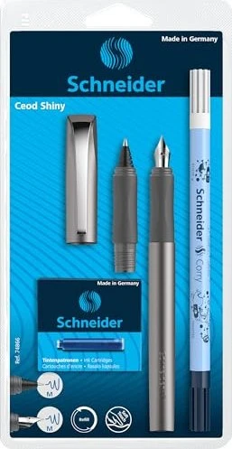 Schneider Ceod Shiny Füllfeder und Kugelschreiber-Set, graphite, 9 Stück