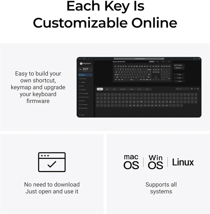 Keychron Q6 Ultra 8K, schwarz, LEDs RGB, hot-swap, Keychron Silk POM RED, USB/Bluetooth, DE