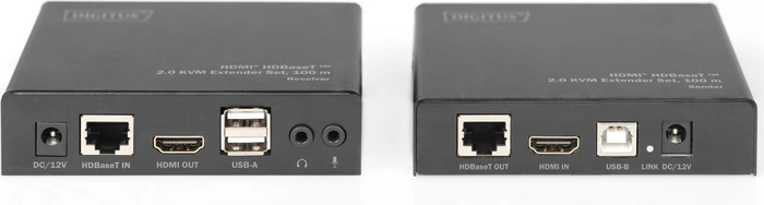 Digitus HDMI KVM Extender Set Extender HDBaseT 2.0, 4K, 60Hz, Cat6a/7/8, 100m