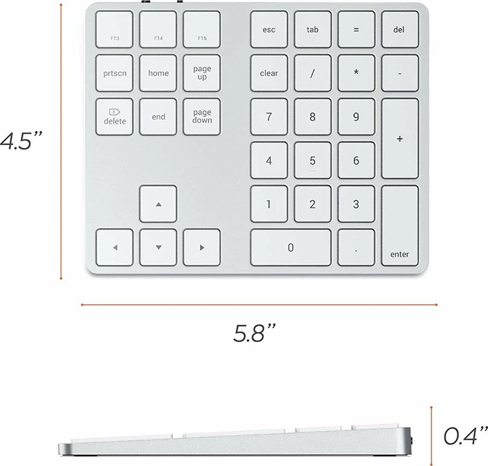 Satechi Extended Wireless Keypad Mac, silber, Bluetooth