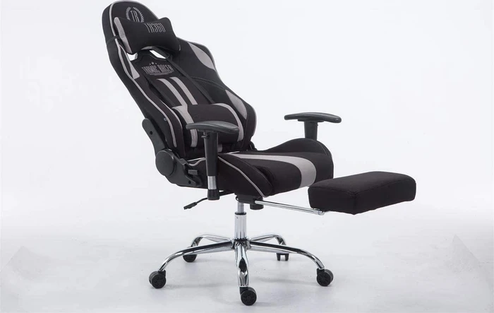 CLP Racing Limit Stoff Gamingstuhl mit Fußstütze, schwarz/grau
