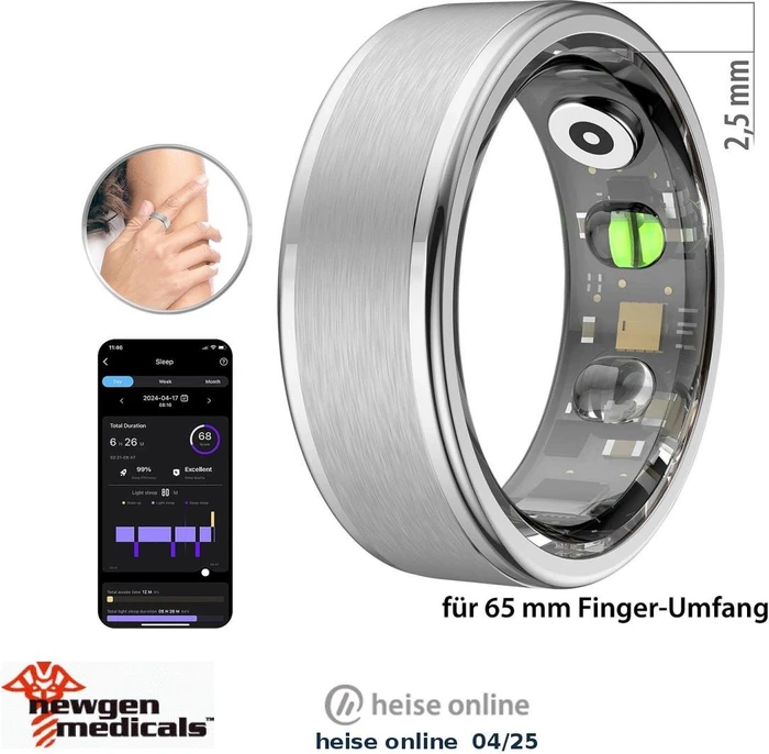 newgen medicals Fitness-Tracker Ring FRI-100 Größe 65 silber