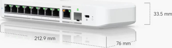 Ubiquiti UniFiSwitch Flex Desktop 2.5G Smart Switch, 8x RJ-45, 1x RJ-45/SFP+, PoE+ PD