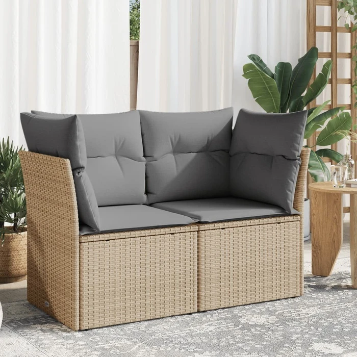 vidaXL Gartensofa/Gartenbox mit Kissen 124cm 2-Sitzer grau/beige