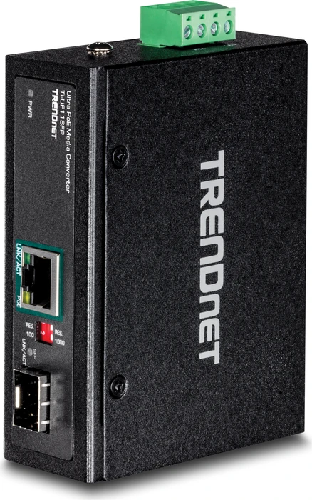 TRENDnet TI-UF11SFP Industrial Media Converter, RJ-45, SFP, PoE++