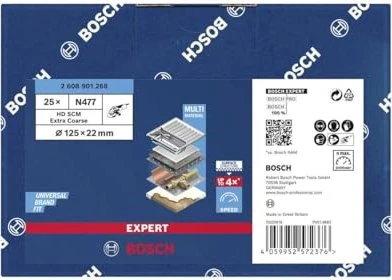 Bosch Professional EXPERT N477 SCM Schleifscheibe extra grob, 125x22mm, 25 Stück
