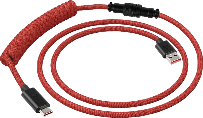 ISY USB-C Spiralkabel mit Aviator-Anschluss 1.5m rot