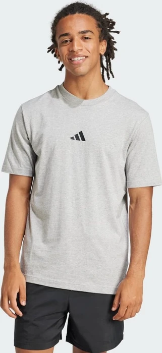 adidas Essentials Small Logo Single Jersey T-Shirt kurzarm medium grey heather/black (Herren)