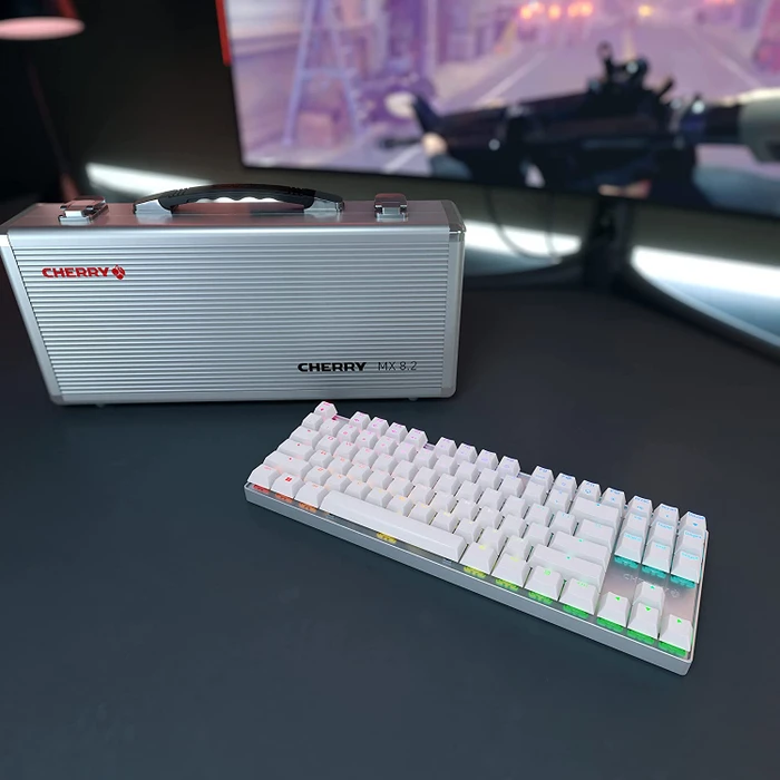 Cherry MX 8.2 TKL Wireless, silber/weiß, MX RGB RED, USB/Bluetooth, DE