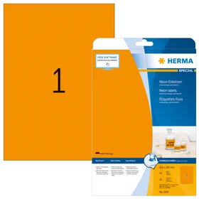 Herma Neonetiketten, A4, orange, matt, 20 Blatt (20 Etiketten)