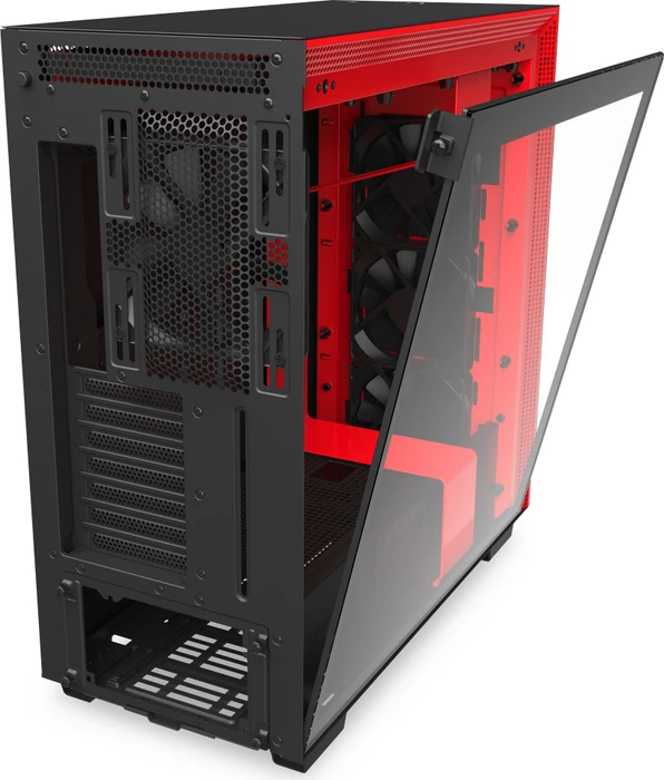 NZXT H710, schwarz/rot, Glasfenster