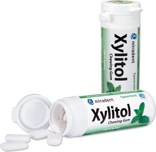 Miradent Xylitol Gum Spearmint Zahnpflegekaugummis, 30 Stück