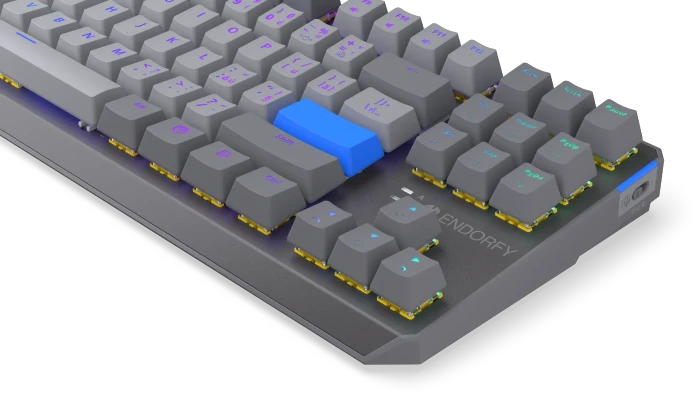 Endorfy Thock V2 TKL Wireless, PBT, grau, LEDs RGB, hot-swap, Endorfy YELLOW, USB/Bluetooth, CZ/SK